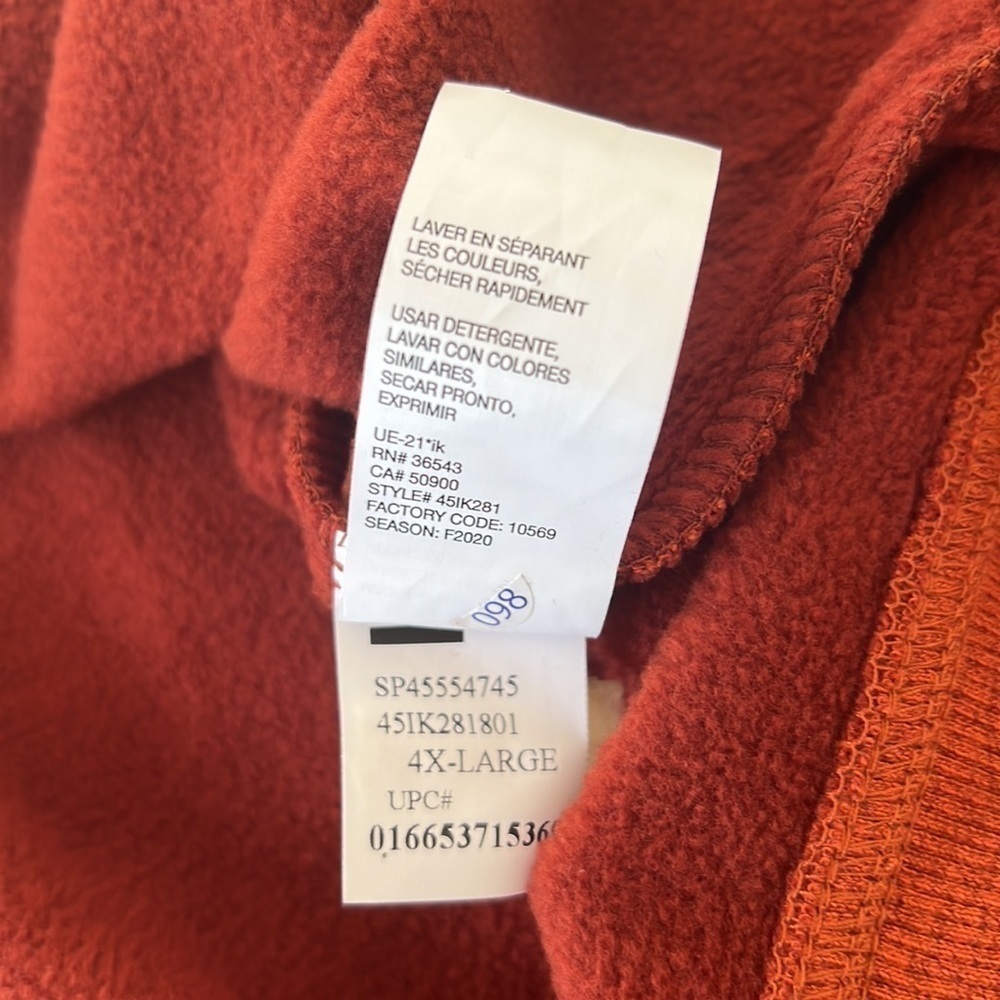 Izod Advantage Performance Stretch Crewneck Sweatshirt Burnt Orange 4XL NWT - Picture 7 of 10